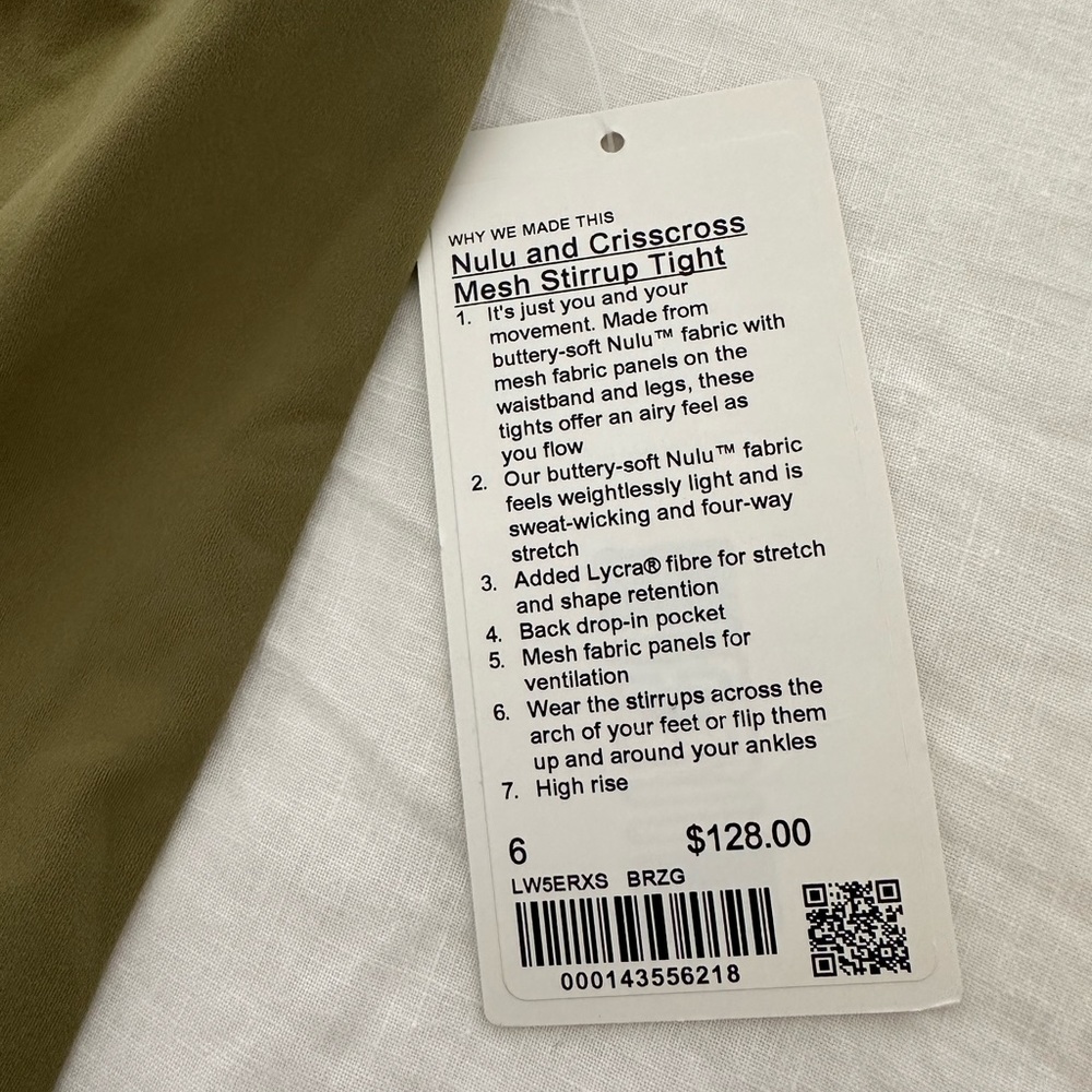 Lulu lemon legging size 6 brand new